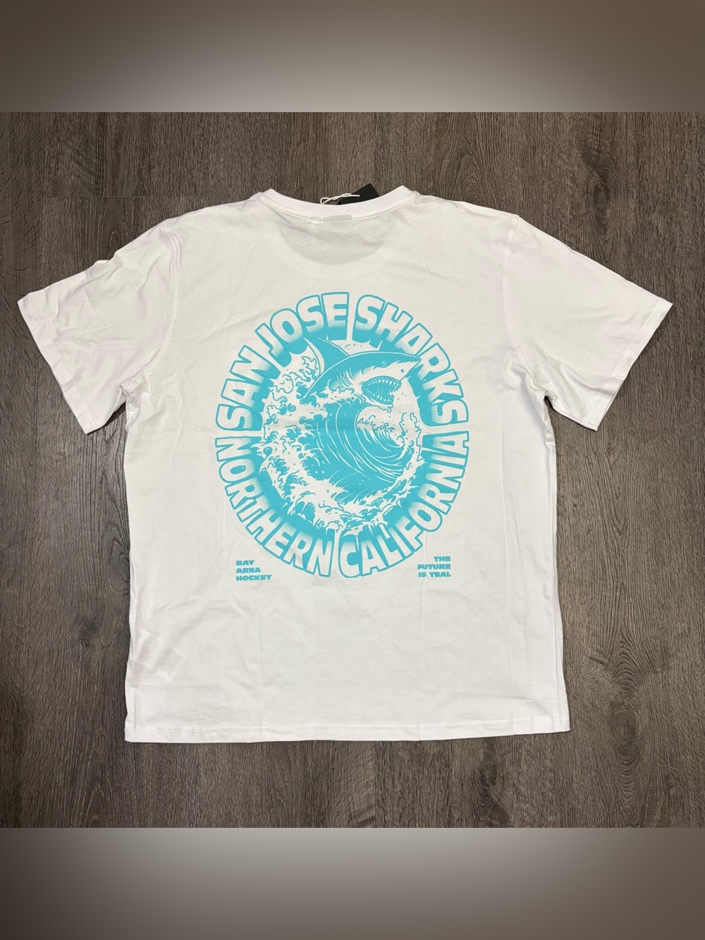 NWT San Jose Sharks White Surf Shark Pocket T-Shirt Men XL “The Future Is Teal”